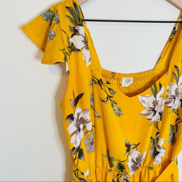 Yellow floral ruffle sleeve jumpsuit - Picture 6 of 9